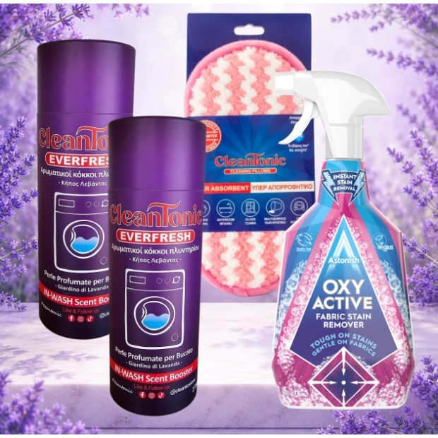 Πακέτο Φρεσκάδας Ρούχων – 2 CleanTonic Everfresh + Astonish Oxy Active + Μαξιλαράκι Καθαρισμού