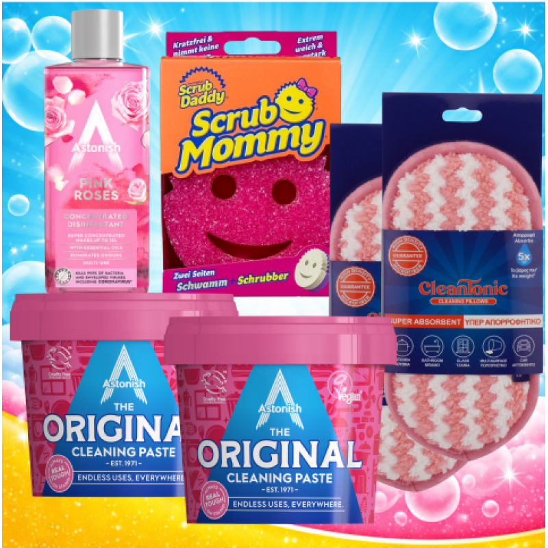 Πακέτο Ροζ Καθαριότητας Astonish + ΔΩΡΟ μαξιλαράκι καθαρισμού