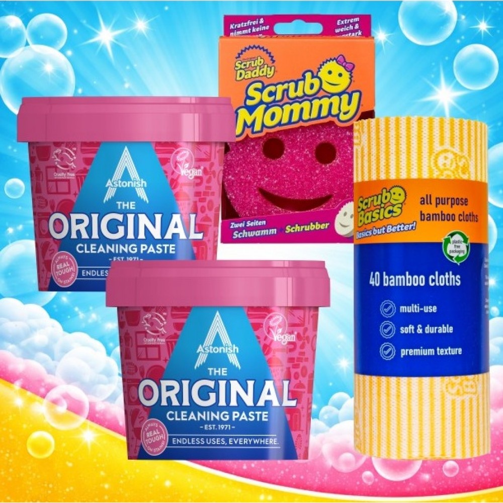 Πακέτο Ροζ Καθαριότητας Astonish - Scrub Mommy 