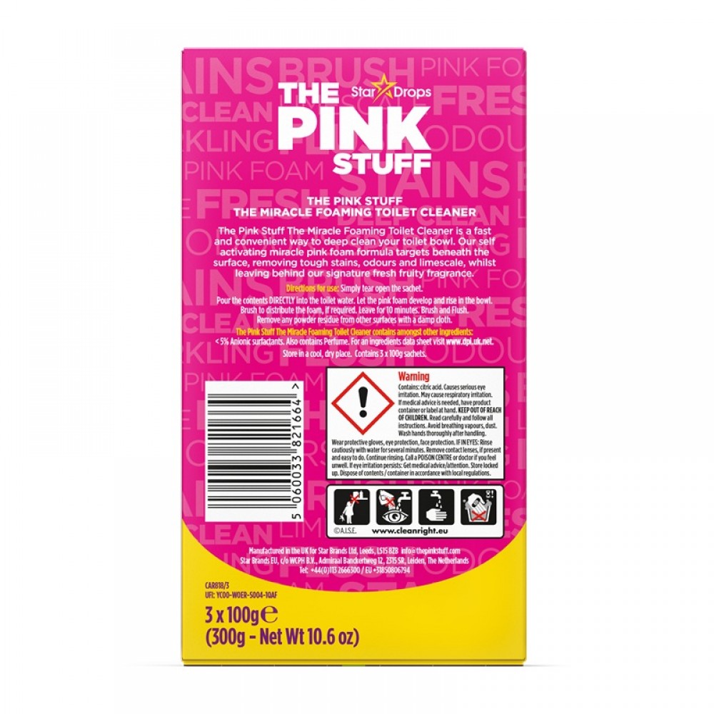 The Pink Stuff Miracle Ροζ Αφρός Τουαλέτας – 3 Φακελάκια (3 Εφαρμογές)