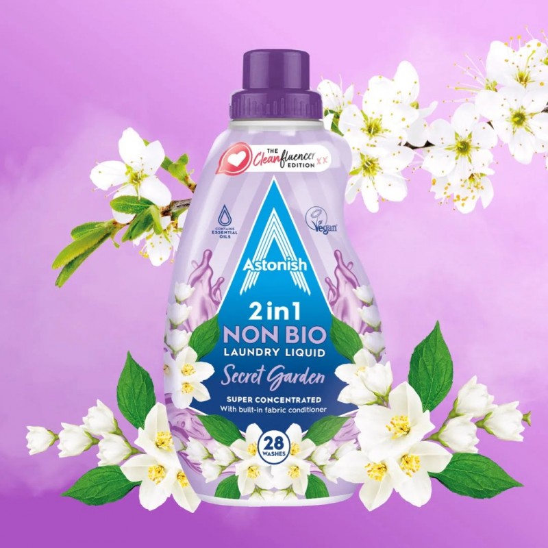 Astonish Απορρυπ.&Μαλακτικό Πλυντ. Ρούχων Secret Garden - 28μεζ - 840ml