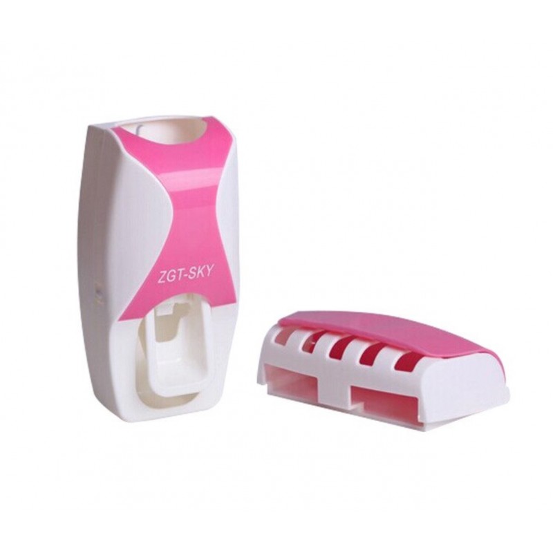 Θήκη τοίχου για 5 οδοντόβουρτσες και βάση για οδοντόκρεμα - Ροζ - C1179