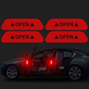 Αυτοκόλλητος ανακλαστήρας για τις πόρτες του αυτοκινήτου - Κόκκινο - 4 τμχ - C1161