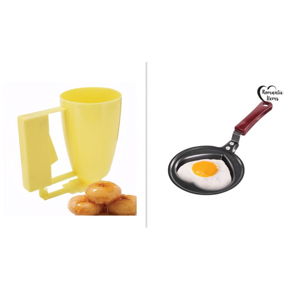 Σούπερ πακέτο με την Χειροκίνητη συσκευή για λουκουμάδες και το τηγανάκι σε σχήμα καρδιά