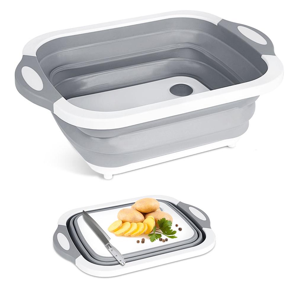 Αναδιπλούμενο δοχείο αποθήκευσης - Στραγγιστήρι - Βάση κοπής - c1066