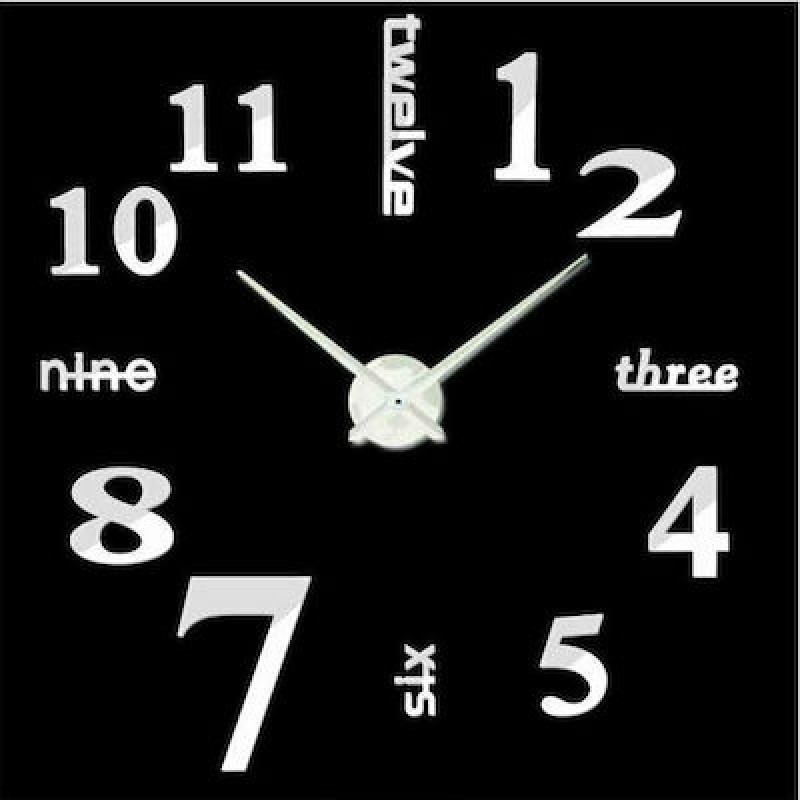 Αυτοκόλλητο Ρολόι Τοίχου 3D DIY Γυαλιστερό Με Νούμερα - Μεγάλο - C1450 - TWELVE - Λευκό