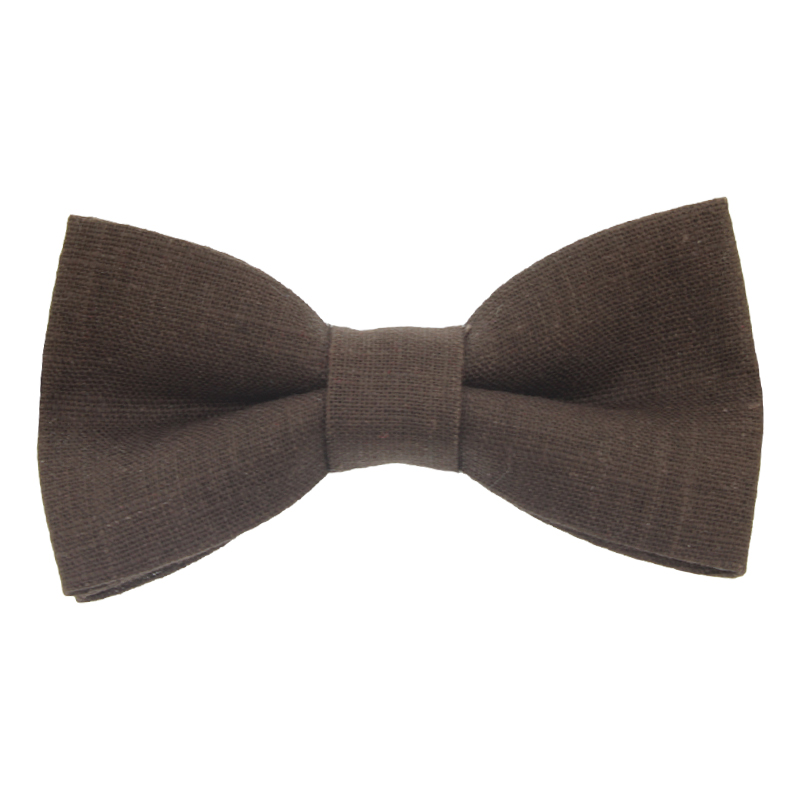 Μονόχρωμο Λινό Παιδικό Παπιγιόν Καφέ 7 έως 14 Χρονών - 3091