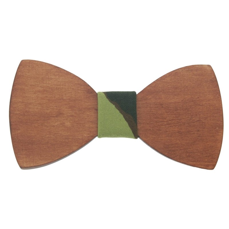 Ξύλινο Ανδρικό Παπιγιόν Μαόνι Με Πράσινο Κόμπο - 3497