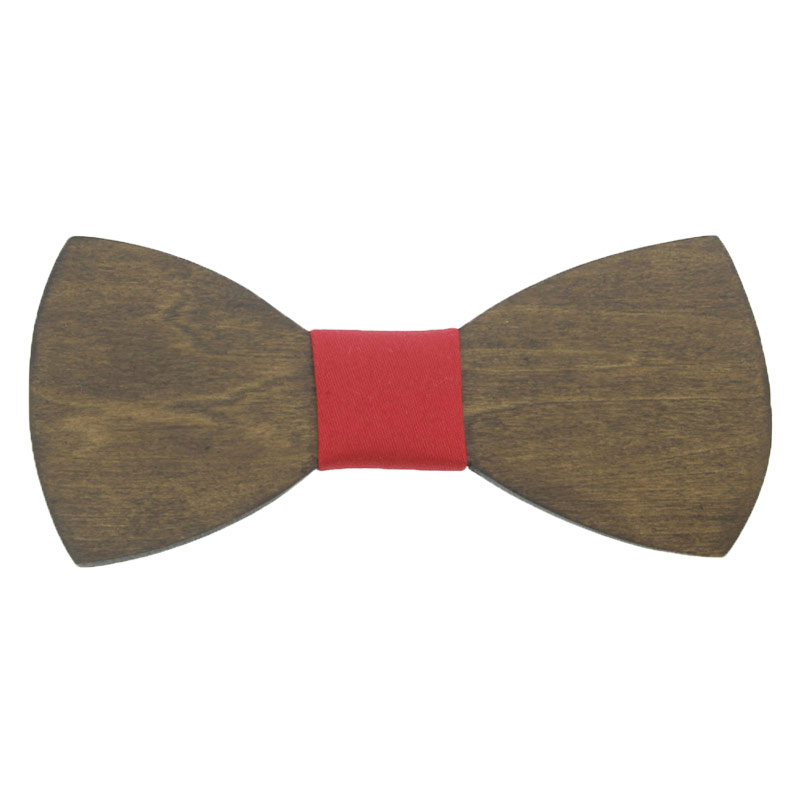 Ξύλινο Ανδρικό Παπιγιόν Καρυδιά Με Κόκκινο Κόμπο - 3714