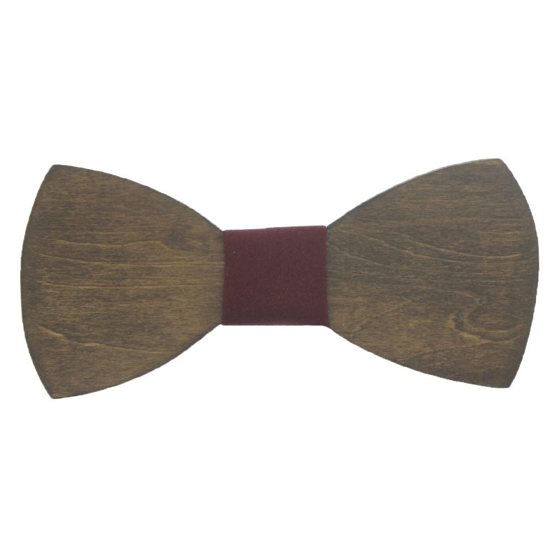 Ξύλινο Ανδρικό Παπιγιόν Καρυδιά Με Μπορντό Κόμπο - 3716
