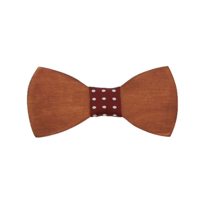 Ξύλινο Παιδικό Παπιγιόν Μαόνι Με Κόμπο Πουά Μπορντό 2 έως 6 Χρονών - 3879