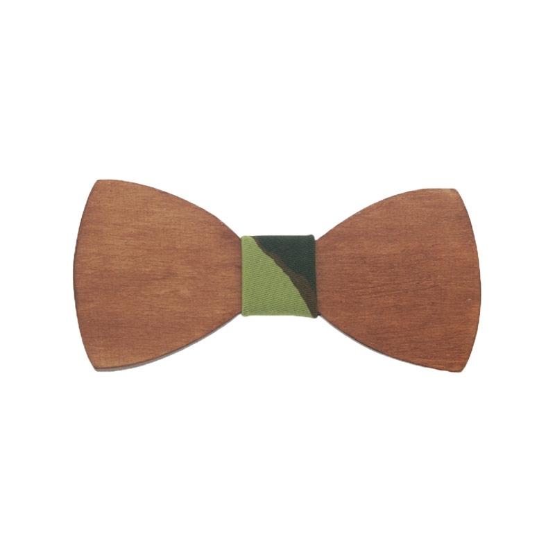 Ξύλινο Παιδικό Παπιγιόν Μαόνι Με Πράσινο Κόμπο 2 έως 6 Χρονών - 3880