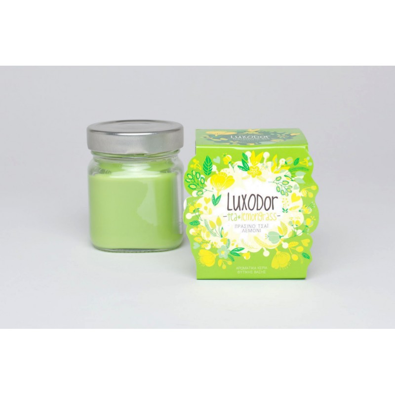 Κερί φυτικό Floral άρωμα πράσινο τσάι - λεμόνι - 40 ωρών περ.  